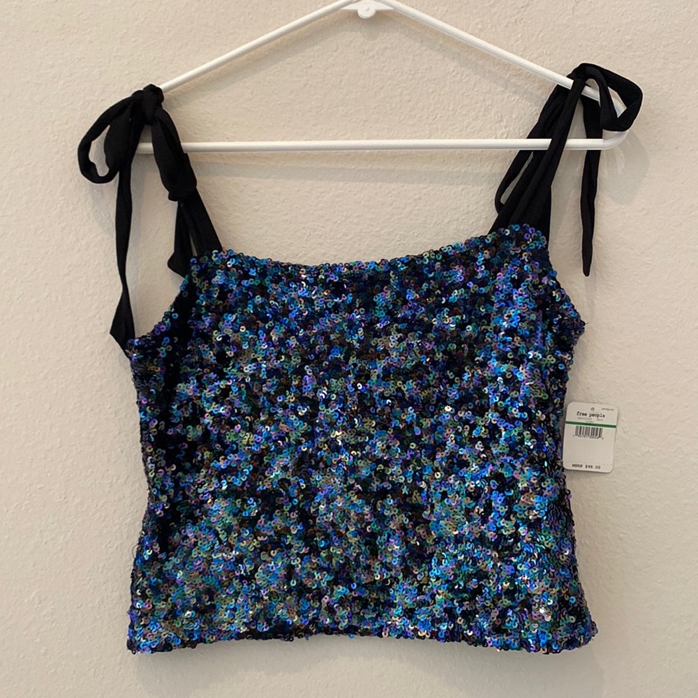 Free People Intimately sequins tube top with tie straps. New with tags